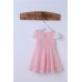 GI0463 เดรสเด็กผู้หญิง ออกงาน แขนสั้น และแต่งดอกไม้สีขาว ผ้าลูกไม้ทั้งตัวสีชมพู S.120