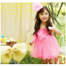 GI0694 เดรสเด็กผู้หญิง สายเดี่ยว สม๊อคอก แต่งโบว์ กระโปรงฟูฟ่อง สีชมพู S.100/110
