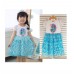 GI0806 เดรสเด็กผู้หญิง แฟนซี เจ้าหญิง Frozen แขนสั้นสีขาว ระบายรอบเอว สีฟ้า 