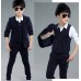 BO0084 ชุดสูทเด็กผู้ชายออกงาน เด็กโต สุดคุ้ม เสื้อสูท + เสื้อกั๊ก + กางเกงขายาวกรมท่าเกือบดำ (3ชิ้น)