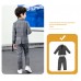 BO0596 ชุดสูทเด็กผู้ชายออกงาน เสื้อสูทแขนยาว + กางเกงขายาวลายสก๊อต สีเทาเข้ม (2ชิ้น) 