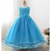 GI1462 ชุดราตรีเด็กผู้หญิง เด็กโต แขนกุดแบบเรียบหรู แต่งชายกระโปรงด้วยริบบิ้น สีฟ้า S.120