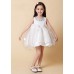 GI1354 ชุดราตรีเด็กผู้หญิง แขนกุด แต่งคริสตัลรอบคอ กระโปรงพองๆ สีขาวออฟไวท์ (Off-white) (2ชิ้น) 