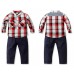 bo0135 ชุดเด็กผู้ชาย เสื้อเชิ๊ตแขนยาวลายสก๊อต + กางเกงขายาว (2ชิ้น) 