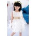 GI0940 ชุดราตรีเด็กผู้หญิงออกงาน แขนกุด แต่งดอกไม้ช่วงบน กระโปรงระบายเป็นชั้นๆ สีขาว 