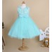 GI0956 ชุดราตรีเด็กผู้หญิงใส่ออกงานแขนกุด ช่วงบนแต่งกุหลาบปักเลื่อม สีเขียวมิ้นท์