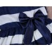 GI0955 เดรสเด็กผู้หญิง แขนกุดแต่งโบว์ ลายขวาง สีขาวสลับน้ำเงิน 