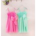 GI0694 เดรสเด็กผู้หญิง สายเดี่ยว สม๊อคอก แต่งโบว์ กระโปรงฟูฟ่อง สีชมพู S.100/110
