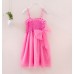 GI0694 เดรสเด็กผู้หญิง สายเดี่ยว สม๊อคอก แต่งโบว์ กระโปรงฟูฟ่อง สีชมพู S.100/110