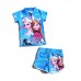 SW0100 ชุดว่ายน้ำเด็กผู้หญิง แบบเสื้อและกางเกงแขนขาสั้น ลาย Frozen สีฟ้า (2ชิ้น) S.140