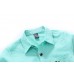BO0247 เสื้อเชิ๊ตเด็กผู้ชายออกงาน คอปกแขนยาว ปักลายสุนัขที่กระเป๋าเสื้อ สีเขียวมิ้น