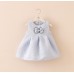 GI1135 ชุดเดรสเด็กผู้หญิงแขนกุด ติดโบว์ใหญ่ที่อก สีฟ้า