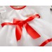GI1112 เดรสสั้นเด็กผู้หญิงออกงานแขนระบายสีขาว แต่งขอบริบบิ้นสีแดง S.90/100