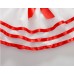 GI1112 เดรสสั้นเด็กผู้หญิงออกงานแขนระบายสีขาว แต่งขอบริบบิ้นสีแดง S.90/100