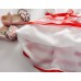 GI1112 เดรสสั้นเด็กผู้หญิงออกงานแขนระบายสีขาว แต่งขอบริบบิ้นสีแดง S.90/100