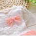 GI0825 ชุดเดรสสั้นเด็กผู้หญิงออกงาน ชุดราตรีเด็กเล็ก แขนสั้นแต่งลูกไม้สีขาว กระโปรงสีชมพู S.80