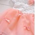 GI0825 ชุดเดรสสั้นเด็กผู้หญิงออกงาน ชุดราตรีเด็กเล็ก แขนสั้นแต่งลูกไม้สีขาว กระโปรงสีชมพู S.80