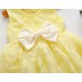 GI1197 ชุดเดรสเด็กผู้หญิง ออกงาน แขนกุด ติดโบว์สีครีม ปักลายดอกไม้ สีเหลือง.80