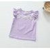 GI1208 เสื้อเด็กผู้หญิง คอกลมแขนกุดระบาย สกรีนดอกไม้ สีม่วง