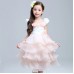 GI1064 ชุดราตรีเด็กผู้หญิงออกงานสม๊อคไหล่สีขาวแต่งดอกกุหลาบ กระโปรงระบายเป็นชั้นๆ สีขาวสลับสีชมพูบานเย็น S.100