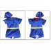 SW0024 ชุดว่ายน้ำเด็กผู้ชาย แบบบอดี้สูท แขนขาสั้น ผ้าคลุม (ถอดออกได้) ลายซุปเปอร์แมน พร้อมหมวก (2ชิ้น) S.90