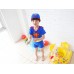 SW0024 ชุดว่ายน้ำเด็กผู้ชาย แบบบอดี้สูท แขนขาสั้น ผ้าคลุม (ถอดออกได้) ลายซุปเปอร์แมน พร้อมหมวก (2ชิ้น) S.90