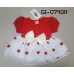 GI0790R ชุดเดรสสั้นเด็กผู้หญิง ชุดราตรีเด็กแขนสั้น สีแดง แต่งโบว์ กระโปรงสีขาวลายจุด Small