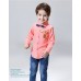 BO0239 ชุดเด็กผู้ชายออกงาน เสื้อเชิ๊ตแขนยาวลายทางสีส้ม หูกระต่ายจุดน้ำเงิน กางเกงยีนส์ขายาว (3ชิ้น) S.80
