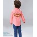 BO0239 ชุดเด็กผู้ชายออกงาน เสื้อเชิ๊ตแขนยาวลายทางสีส้ม หูกระต่ายจุดน้ำเงิน กางเกงยีนส์ขายาว (3ชิ้น) S.80