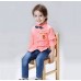 BO0239 ชุดเด็กผู้ชายออกงาน เสื้อเชิ๊ตแขนยาวลายทางสีส้ม หูกระต่ายจุดน้ำเงิน กางเกงยีนส์ขายาว (3ชิ้น) S.80