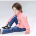 BO0239 ชุดเด็กผู้ชายออกงาน เสื้อเชิ๊ตแขนยาวลายทางสีส้ม หูกระต่ายจุดน้ำเงิน กางเกงยีนส์ขายาว (3ชิ้น) S.80