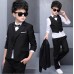 BO0585 ชุดสูทเด็กผู้ชาย เด็กโต ครบเซ็ท เสื้อเชิ๊ต + หูกระต่าย + เสื้อสูท + เสื้อกั๊ก + กางเกงขายาวสีดำ (5ชิ้น)