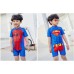 SW0189 ชุดว่ายน้ำเด็กผู้ชาย แบบบอดี้สูท ลายสไปเดอร์แมน พร้อมผ้าคลุมและหมวก (3ชิ้น) S.100