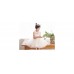 GI1001 เดรสเด็กผู้หญิงออกงาน แขนกุด ผ้าลูกไม้ช่วงบน พร้อมสร้อยผูกคอ สีขาว (2ชิ้น) 
