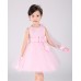 GI0903 ชุดราตรีเด็กผู้หญิงออกงาน แขนกุด ช่วงบนแต่งเลื่อม ติดกุหลาบที่บ่าข้างเดียว สีชมพู S.70