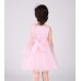 GI0903 ชุดราตรีเด็กผู้หญิงออกงาน แขนกุด ช่วงบนแต่งเลื่อม ติดกุหลาบที่บ่าข้างเดียว สีชมพู S.70