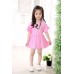 GI1050 เดรสเด็กผู้หญิงคอกลมทรงปล่อยแขนกระดิ่ง สีชมพู S.130/140