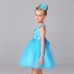 GI1372 ชุดราตรีเด็กผู้หญิงใส่ออกงาน แขนกุดปักดอกไม้แต่งคริสตัล สีฟ้าเข้ม