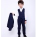 BO0624 ชุดสูทเด็กผู้ชายออกงาน เด็กโต สุดคุ้ม เสื้อสูท + เสื้อกั๊ก + กางเกงขายาวสีกรมท่า (3ชิ้น) 