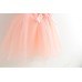 GI1406 ชุดเดรสเด็กผู้หญิง แขนกุดซีทรู ช่วงเอวแต่งดอกไม้ไข่มุก สีพีช