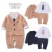 BS1039 ชุดบอดี้สูทเด็กผู้ชายแขนยาวออกงาน เนคไทสีแดง พร้อมเสื้อสูทสีกรมท่า (2ชิ้น) S.90