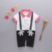 BS0238 ชุดบอดี้สูทเด็ก เอี๊ยมคอปกลายจุดแขนสั้น แนวมิกกี้เมาส์ S.80