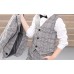 BO0622 ชุดสูทเด็กผู้ชายออกงาน เด็กโต สุดคุ้ม เสื้อสูท + เสื้อกั๊ก + กางเกงขายาวลายสก๊อตสีเทาน้ำตาล (3ชิ้น) S.110