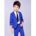 BO0642 ชุดสูทเด็กผู้ชายออกงาน เสื้อคลุมสูทแขนยาว และกางเกงขายาว ลายตารางสีน้ำเงิน (2ชิ้น) S.110/130