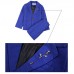 BO0642 ชุดสูทเด็กผู้ชายออกงาน เสื้อคลุมสูทแขนยาว และกางเกงขายาว ลายตารางสีน้ำเงิน (2ชิ้น) S.110/130