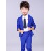 BO0642 ชุดสูทเด็กผู้ชายออกงาน เสื้อคลุมสูทแขนยาว และกางเกงขายาว ลายตารางสีน้ำเงิน (2ชิ้น) S.110/130