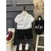 BO0533 เสื้อเชิ๊ตเด็กผู้ชายแขนสั้นสีขาว ติดหูกระต่ายลายจุดสีดำ (2ชิ้น) 