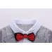BO0595 ชุดสูทเด็กผู้ชาย เสื้อสูท+ หูกระต่าย + กางเกงขายาวลายทางสีเทา (3ชิ้น) 