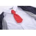 BO0594 ชุดสูทเด็กผู้ชาย เสื้อสูท+ เนคไทลายจุดสีแดง + กางเกงขายาวลายทางสีกรมท่า (3ชิ้น)