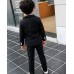BO0694 ชุดสูทเด็กผู้ชายออกงาน เสื้อคลุมสูทแขนยาว กั๊ก และกางเกงขายาว สีดำ (3ชิ้น) 